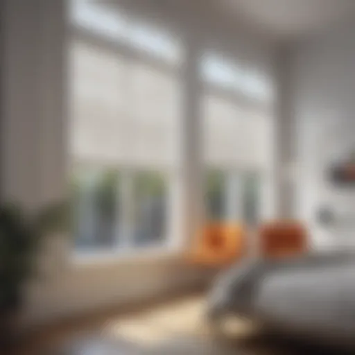 Elegant electric blinds installed in a high window setting