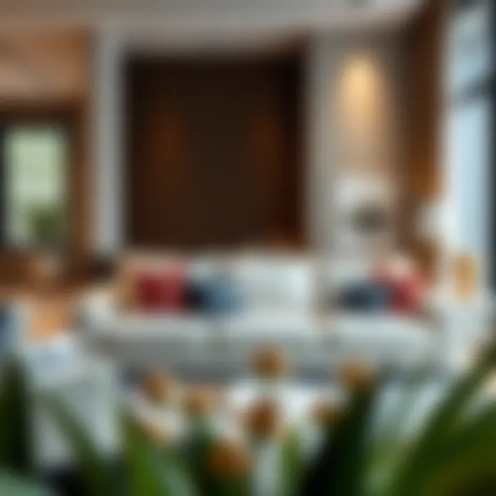 Contemporary living room featuring a stylish European sleeper sofa