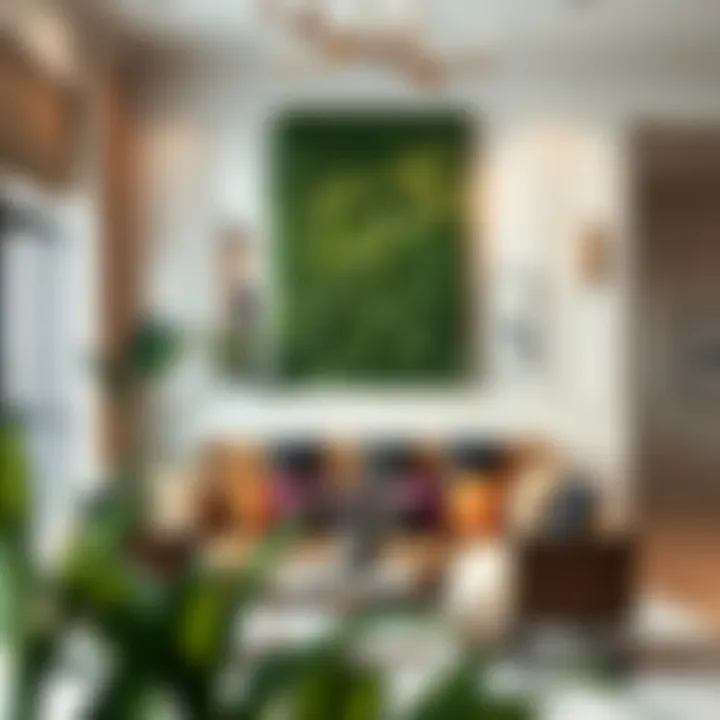 Elegant interior featuring a faux greenery accent wall