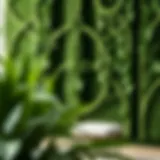 Lush Faux Greenery Wall Lush faux greenery wall with intricate design patterns