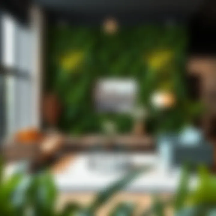 Stylish living room showcasing modern faux greenery decor