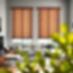 Elegant faux wood blinds in a modern living room