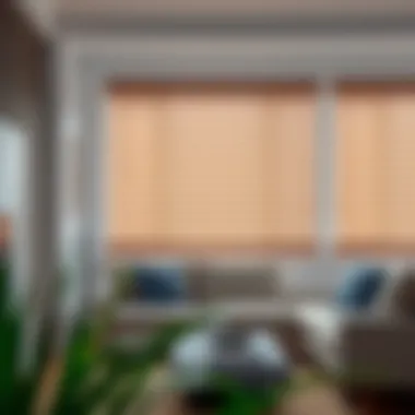 Faux wood blinds complementing a minimalist interior