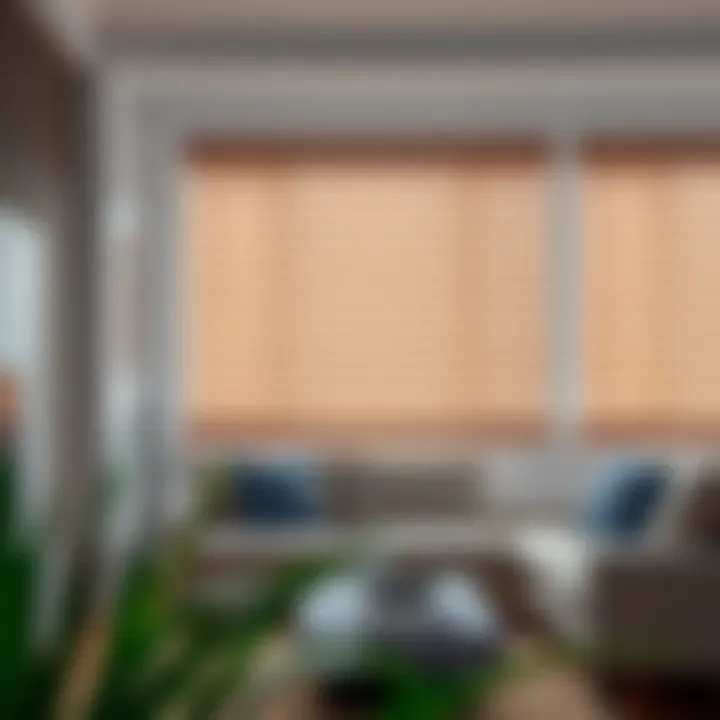 Faux wood blinds complementing a minimalist interior