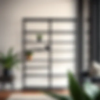 Elegant metal shelving unit with minimalistic design and plants