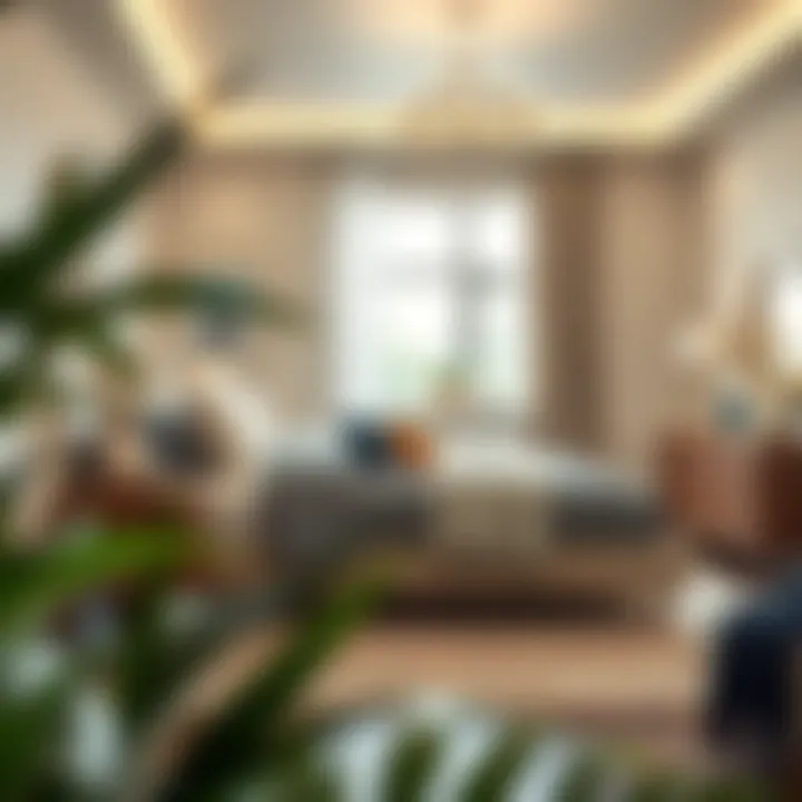 An inviting bedroom designed with a complete furniture set for comfort and style