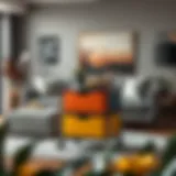 Stylish Multicolor Storage Cart in Living Space Vibrant multicolor storage cart in a stylish living room