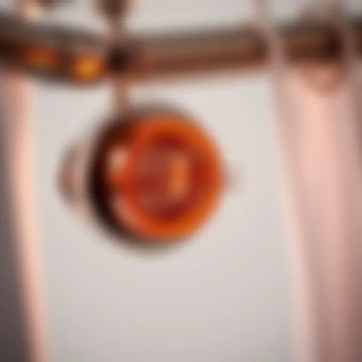 Close-up view of spring mechanism in shower curtain rod for easy installation