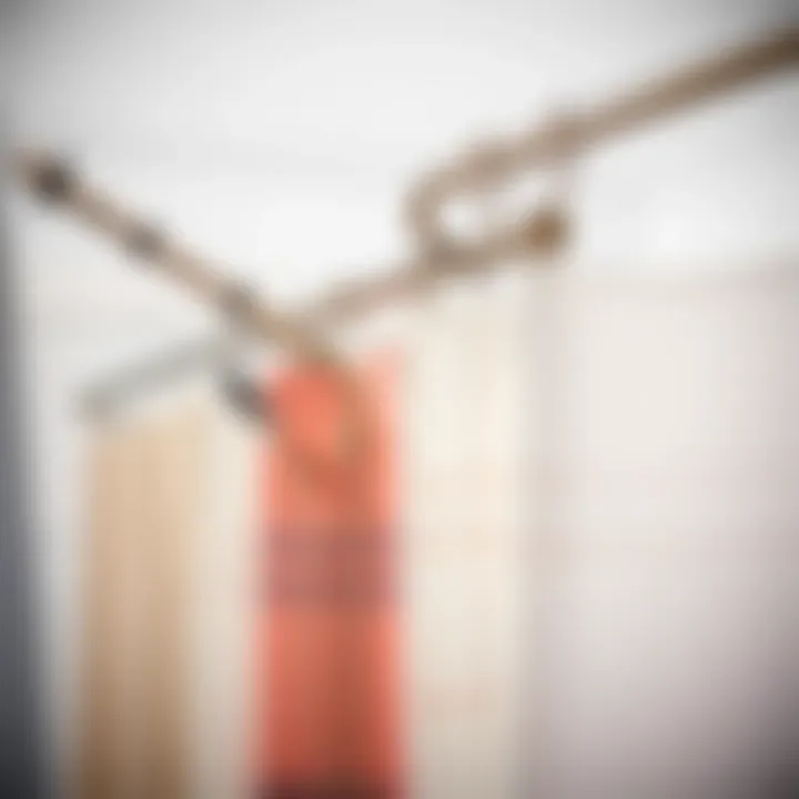 Variety of spring loaded shower curtain rods showcasing different materials and finishes