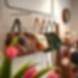 Elegant hanging handbag organizer showcasing diverse designs