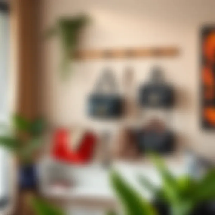 Hanging handbag organizers enhancing contemporary decor