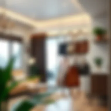 Space-efficient hanging organizers in a modern interior