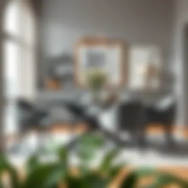 Stylish Gray Dining Table Set with Chic Accents Gray dining table set with elegant decor