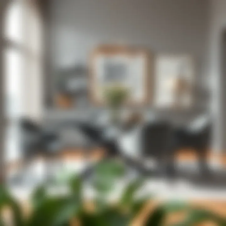 Stylish Gray Dining Table Set with Chic Accents Gray dining table set with elegant decor