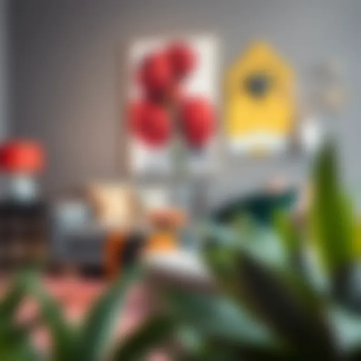 Gray Furniture Enhanced by Bold Accessories Gray furniture accentuated by vibrant accessories