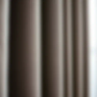 Close-up of the texture and fabric of grey velvet blackout curtains