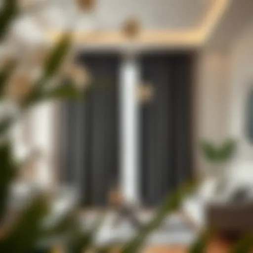 Luxurious grey velvet blackout curtain in a modern living room setting