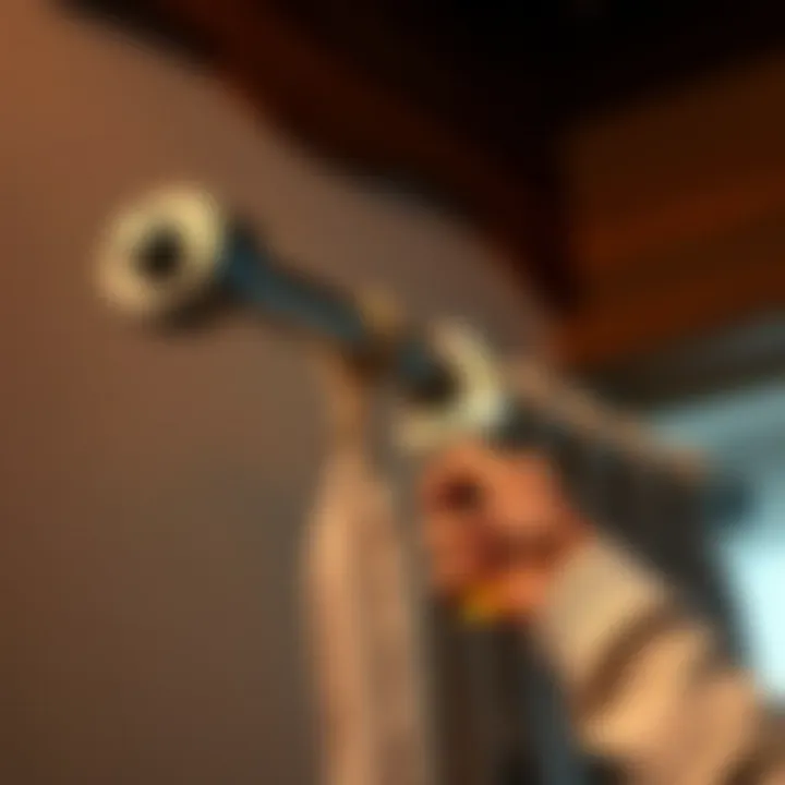 Installation of a heavy duty curtain rod with tools