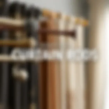 Various styles of curtain rods displayed for comparison