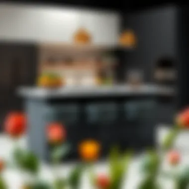 Trendy high bar kitchen table setup in a modern space