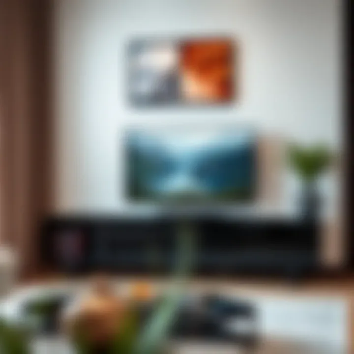 Stylish high gloss floating TV stand integrated into a contemporary space