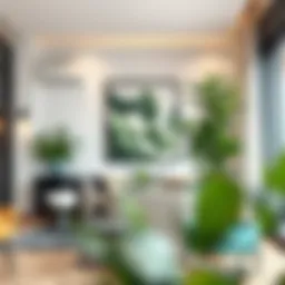 Elegant large floor plant stand showcasing greenery in a modern living room