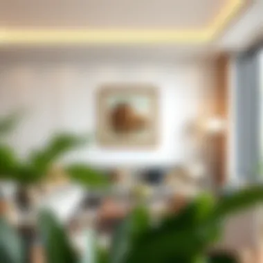 An elegant display of a framed picture in a well-decorated living room setting.