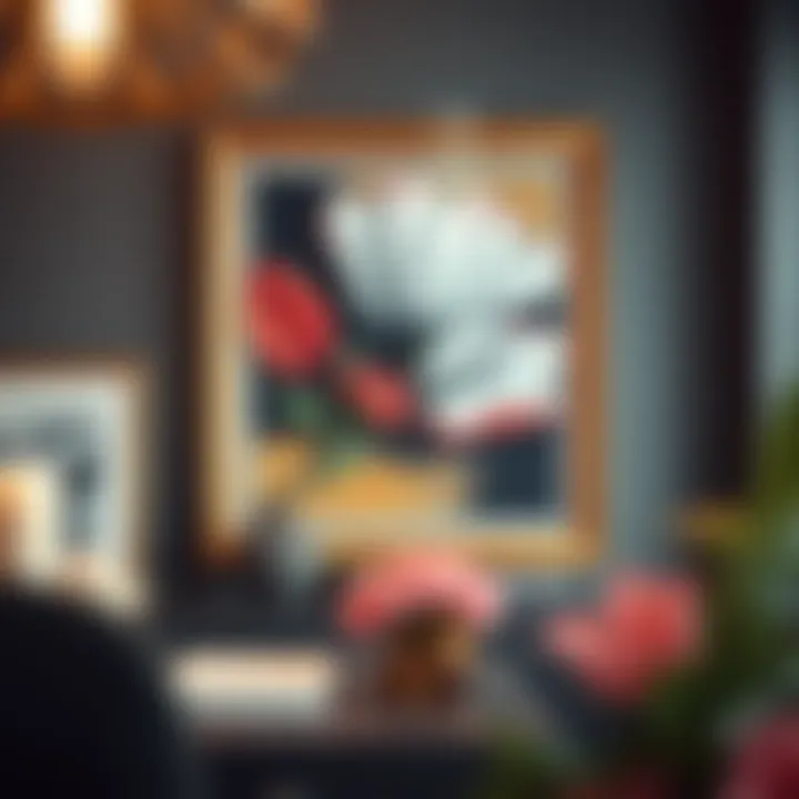 A beautifully framed artwork with glass, emphasizing clarity and protection.