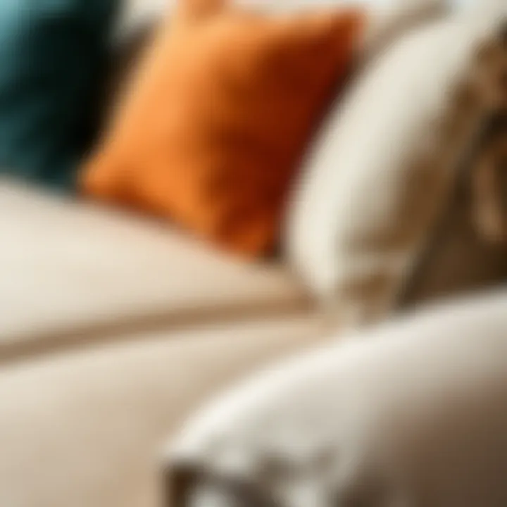 Close-up of different upholstery materials for sectionals
