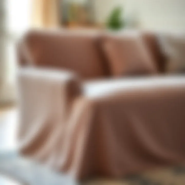 Elegant Large Sofa Slipcover Elegant large sofa slipcover showcasing stretchable fabric