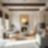 A beautifully styled living room featuring Lowes white floor trim