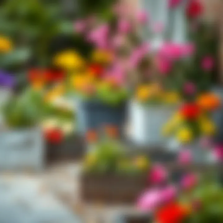 Versatile Metal Planter Trays Adorning a Vibrant Garden Versatile metal planter trays in a vibrant garden