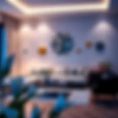 Contemporary Living Room with Star Decor Contemporary living room featuring mirrored star wall decor