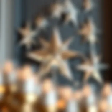 Elegant Arrangement of Mirrored Stars Elegant arrangement of mirrored star wall decor reflecting light