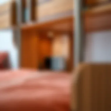 Close-up of material textures used in a one bed bunk bed with desk