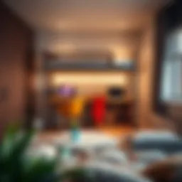 Stylish one bed bunk bed with integrated desk in a modern bedroom