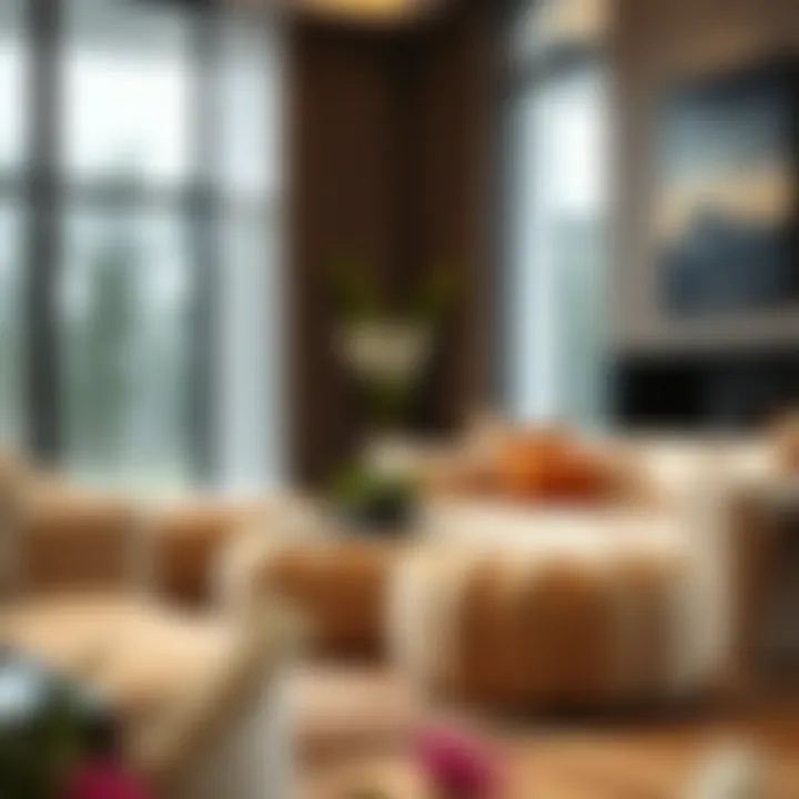 Elegant pouf cushions complementing a contemporary interior design