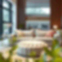 A stylish pouf cushion in a modern living room setting