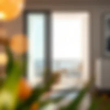 Contemporary glass sliding door opening to a balcony