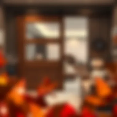 Stylish wooden sliding door enhancing a cozy living room