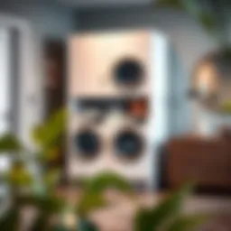 Stylish stackable laundry cabinets in a modern setting