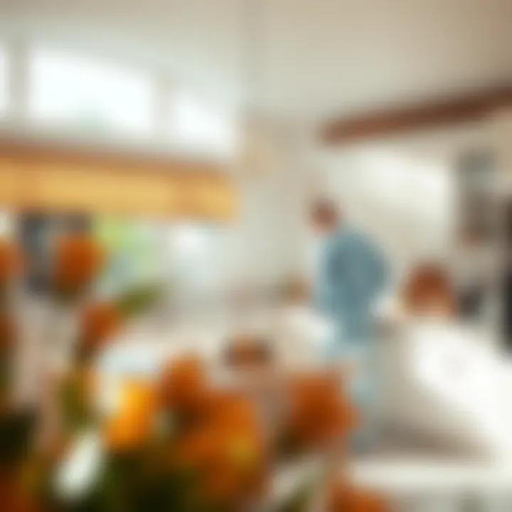 Installation of sun blocking shades in a bright kitchen