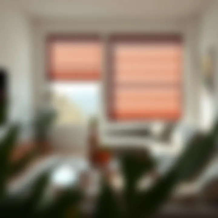 Stylish sun blocking window shade in a modern living room