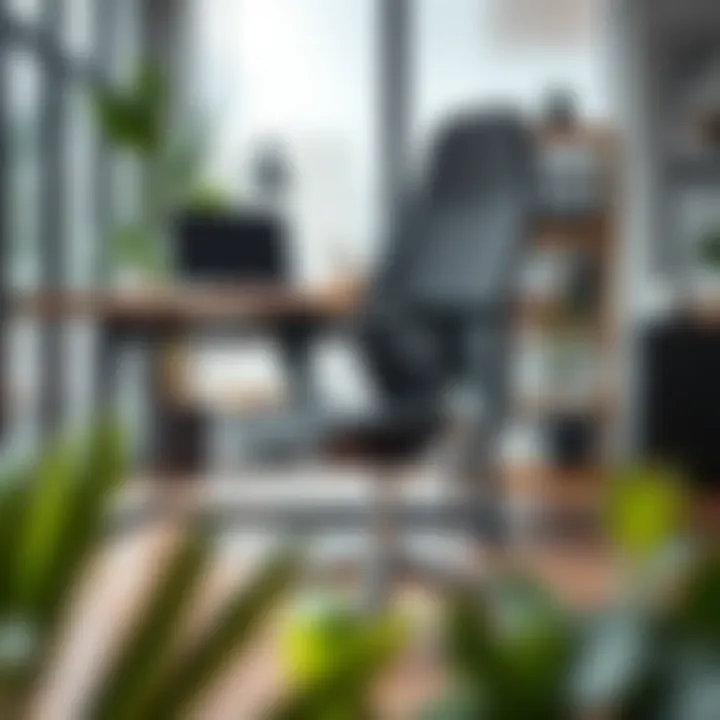 Trendy Swivel Armless Desk Chair in Workspace Trendy swivel armless desk chair in a contemporary workspace