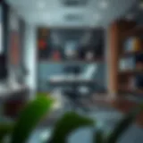 Swivel armless desk chair in a modern office setting