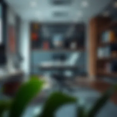 Modern Office with Swivel Armless Desk Chair Swivel armless desk chair in a modern office setting