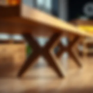 Stylish wooden table with well-fitted leg brackets