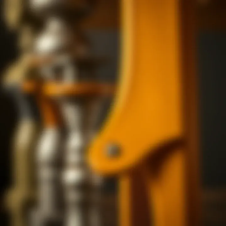 Close-up of various table leg bracket styles