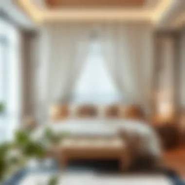 Luxurious Bedroom with Canopy Curtains Elegant queen canopy curtains in a luxurious bedroom setting