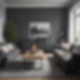 Elegant living room featuring the Ektorp Nordvalla Dark Gray Cover